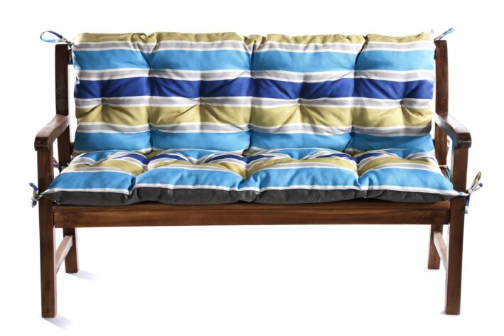 Garden Bench Swing cushion waterproof - Blue&Yellow Stripes
