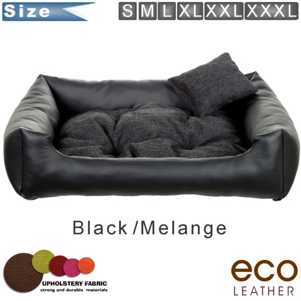 Dog bed Eco Leather – Black & melange - Image 2