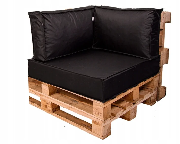 Corner set pallet cushions garden Black