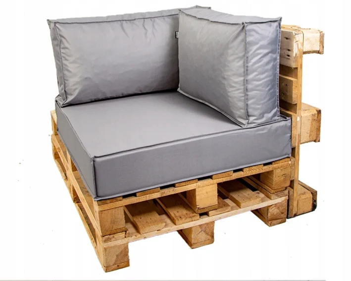 Corner garden pallet cushions Light grey