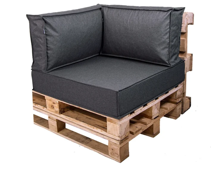 Corner garden pallet cushions Dark melange