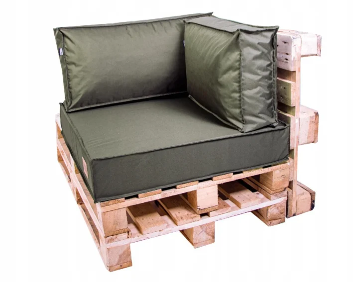 Corner garden pallet cushions Olive