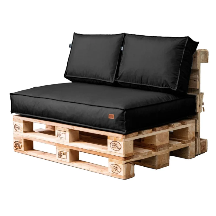 Garden pallet cushions set waterproof Black