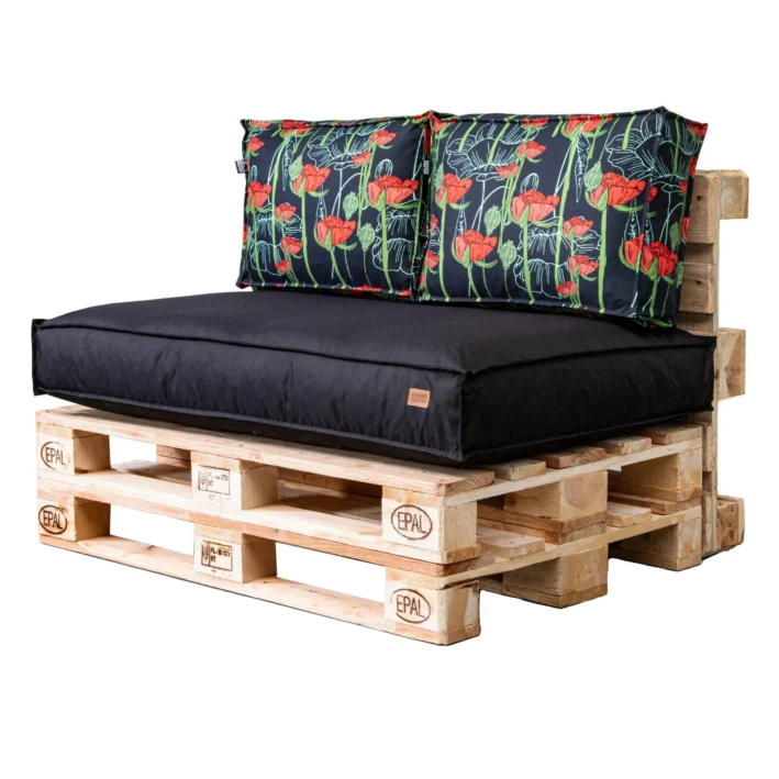 Garden pallet cushions set waterproof Poppies