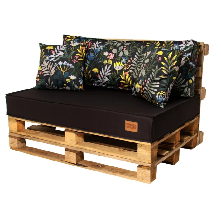 4 pcs Set of Pallet Garden Cushions Black & meadow