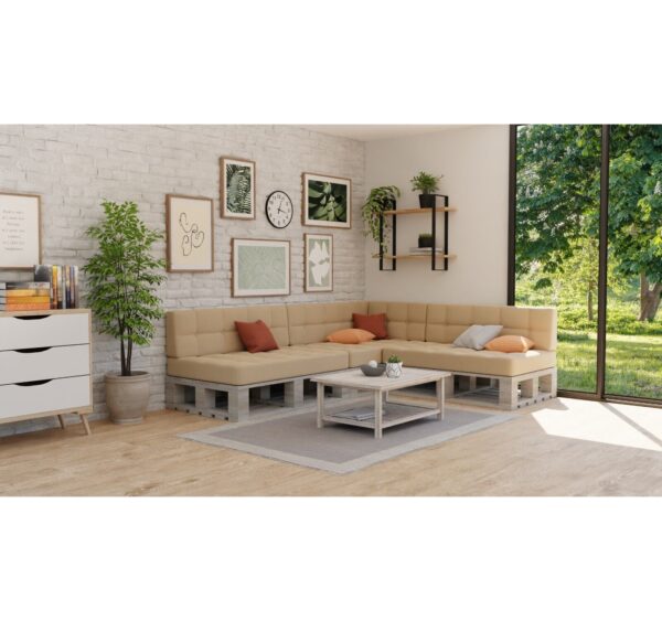 Elegant Pallet Cushions Garden seating pad & backrest - Cream, PFG - Image 2