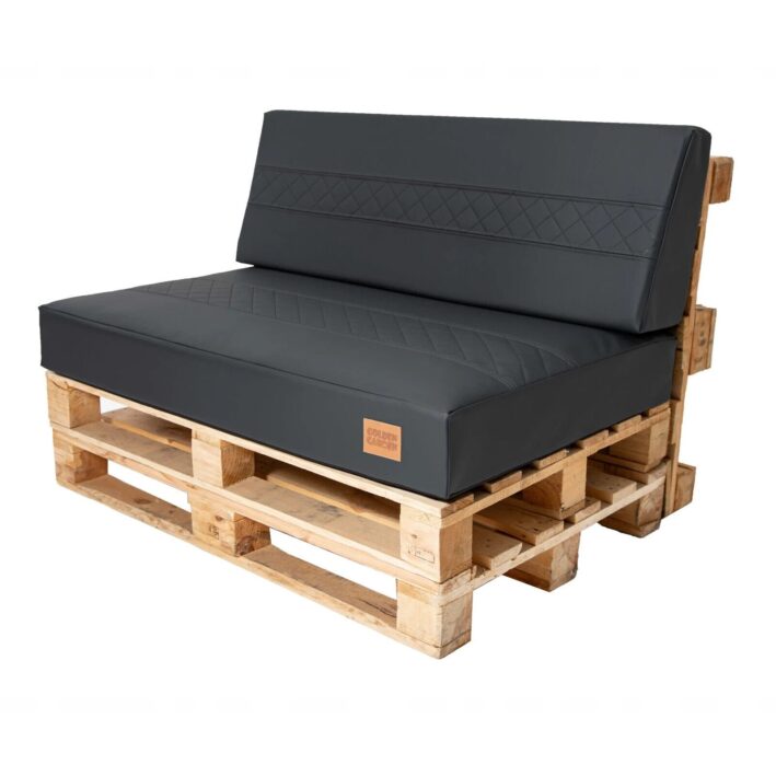 Eco leather Pallet Cushions seating pad & backrest - Black, GMECO1