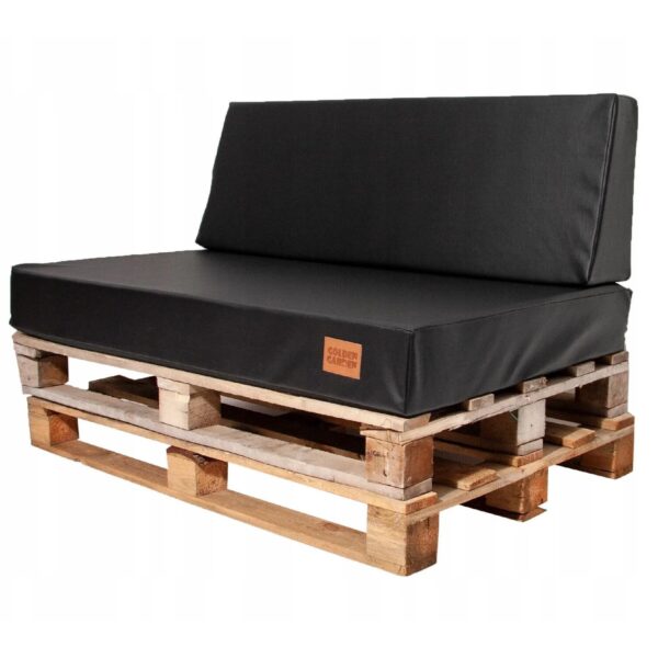 Eco leather Pallet Cushions seating pad & backrest - Black, GMECO - Image 2
