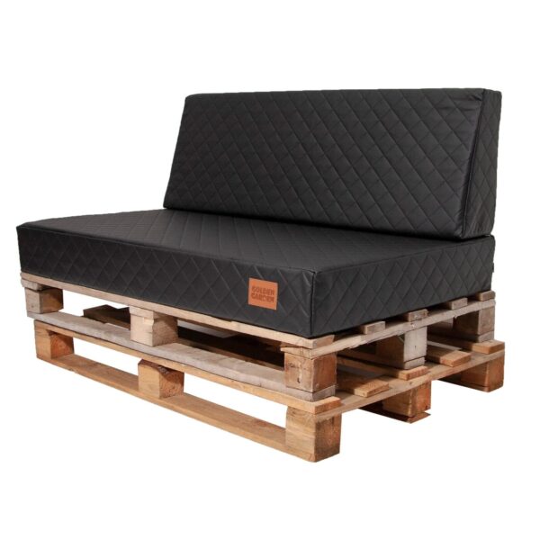 Eco leather Pallet Sofa Cushions seating pad & backrest - Black, GMQ - Image 2