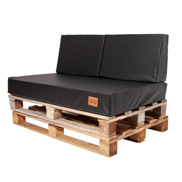 Eco leather Pallet Cushions seating pad & backrest - Black, GMECO