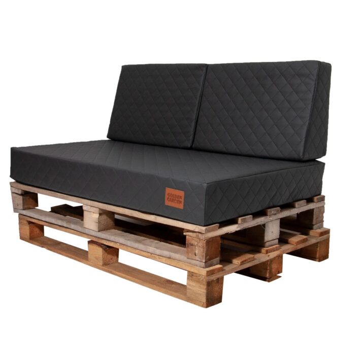 Eco leather Pallet Sofa Cushions seating pad & backrest - Black, GMQ