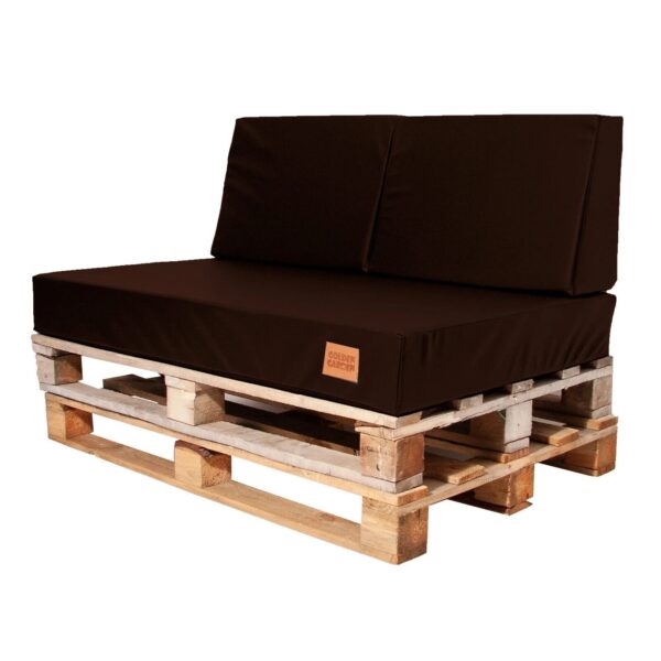 Eco leather Pallet Cushions seating pad & backrest - Brown, GMECO - Image 2