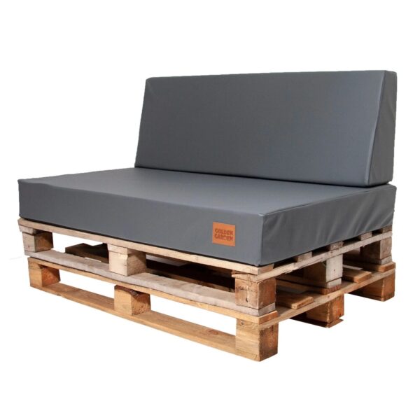 Eco leather Pallet Cushions seating pad & backrest - Grey, GMECO - Image 2