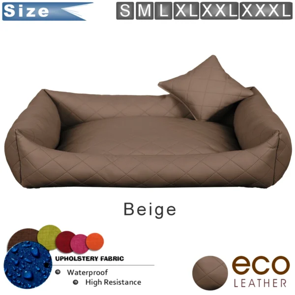 Dog bed Eco Leather Quilted Plus – Beige - Image 2