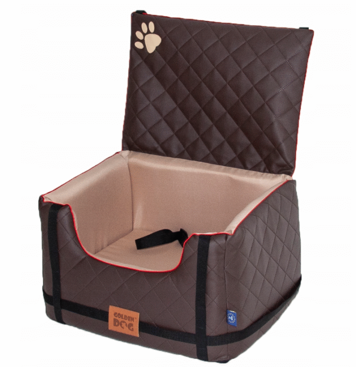 Dog Car Seat Lux Comfort, Eco - Leather - colour Brown