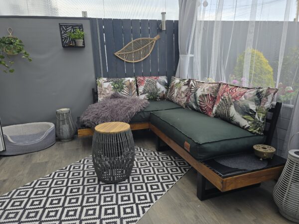 Dark green conservatory cushions